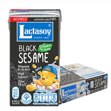 แลคตาซอย นมถั่วเหลือง ยูเอชที สูตรผสมงาดำ 125 มล. x 60