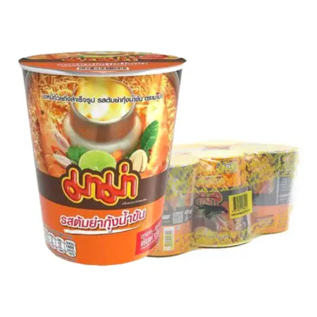 มาม่า บะหมี่กึ่งสำเร็จรูป ชนิดถ้วย รสต้มยำกุ้งน้ำข้น 60 ก. x 6