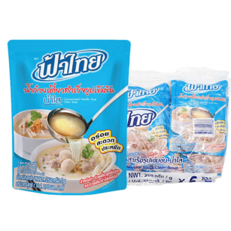 ฟ้าไทย น้ำก๋วยเตี๋ยวสำเร็จรูปเข้มข้น น้ำใส 350 ก. x 6