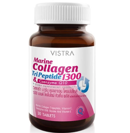 วิสตร้า ผลิตภัณฑ์เสริมอาหาร มารีน คอลลาเจน ไตรเปปไทด์ 1300 มก. & โคคิวเท็น 30 เม็ด