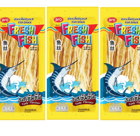 เอโร่ ปลาเส้นปรุงรส รสเข้มข้น 80 ก. x 3
