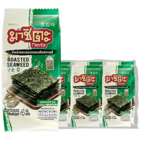 มาชิตะ สาหร่ายทะเลอบกรอบเกาหลี รสออริจินัล 4 ก. 6 ซอง