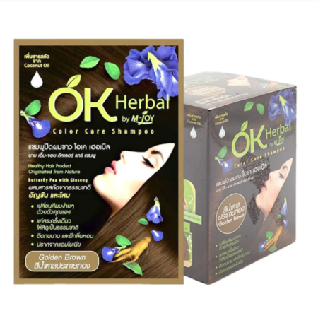 โอเค เฮอเบิล แชมพูปิดผมขาว สีน้ำตาลประกายทอง 30 มล. x 12
