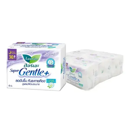 ลอรีเอะ ซูเปอร์ เจนเทิล พลัส ผ้าอนามัยแบบมีปีก 30 ซม. 6 ชิ้น x 6