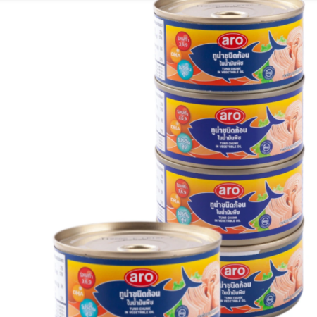 เอโร่ ปลาทูน่าก้อนในน้ำมันพืช 185 ก. x 4