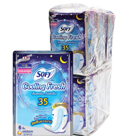 โซฟี คูลลิ่งเฟรช กลางคืน สลิม แบบมีปีก 35 ซม. 6 ชิ้น x 6