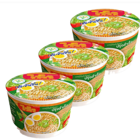 ไวไว บะหมี่กึ่งสำเร็จรูป รสปรุงสำเร็จ (ชนิดชาม) 70 ก. x 3