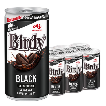 เบอร์ดี้ แบล็ค กาแฟปรุงสำเร็จพร้อมดื่ม สูตรน้ำตาลน้อย 170 มล. x 6