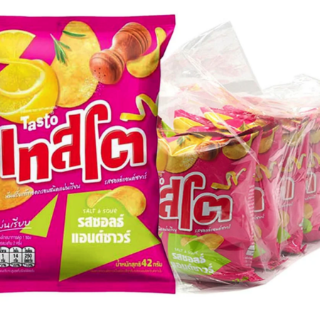 เทสโต มันฝรั่งทอดกรอบแผ่นเรียบ รสซอลท์แอนด์ซาวร์ 42 ก. x 6