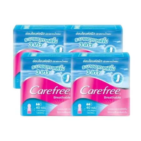 แคร์ฟรี แผ่นอนามัย บรีทเอเบิ้ล ไม่มีน้ำหอม 40 ชิ้น x 4