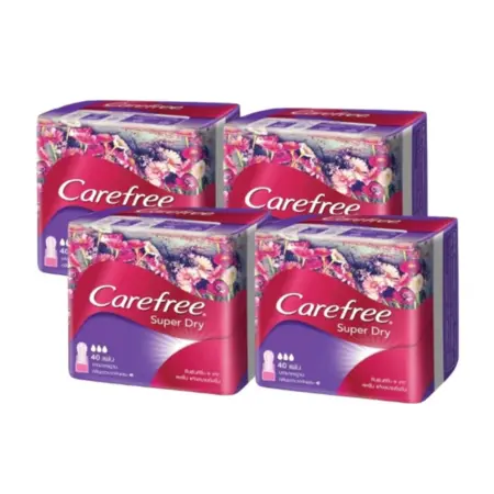 แคร์ฟรี แผ่นอนามัย ซุปเปอร์ดราย ชาวเวอร์เฟรช 40 ชิ้น x 4