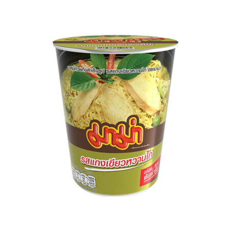 Mama Cup Instant Noodles, Chicken Green Curry Flavor, 60g.