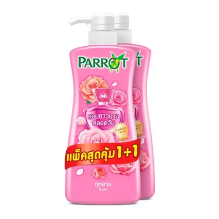 ครีมอาบน้ำ กลิ่นกุหลาบ ตรานกแก้ว 450 มล. X 1+1