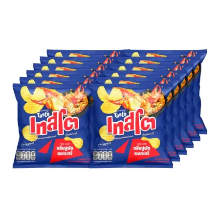 Testo Potato Chips, Wavy, Crab Curry Flavor, 42 g., Pack of 6