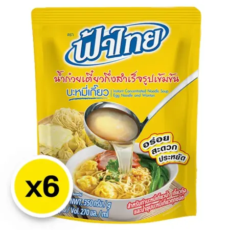 ฟ้าไทย น้ำก๋วยเตี๋ยวกึ่งสำเร็จรูปเข้มข้น 350 กรัม x 6