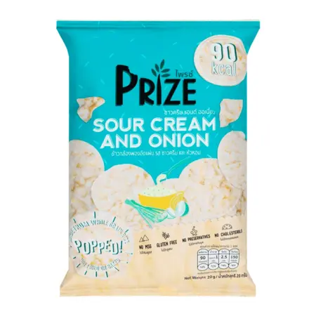 Puffed brown rice sheets, sour cream and onion flavor, 20 grams