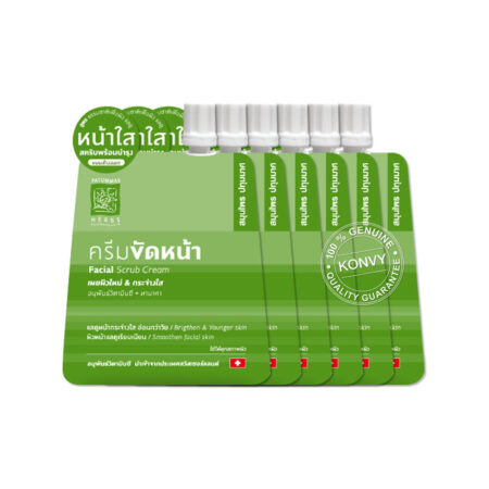 ครีมขัดหน้าสมุนไพรปทุมมาศ (สีเขียว) 15 กรัม (แพ็ค 6 ซอง)