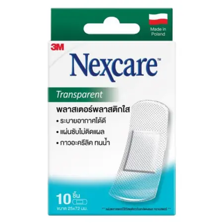 Nexcare plasters, clear plastic, 10 pieces