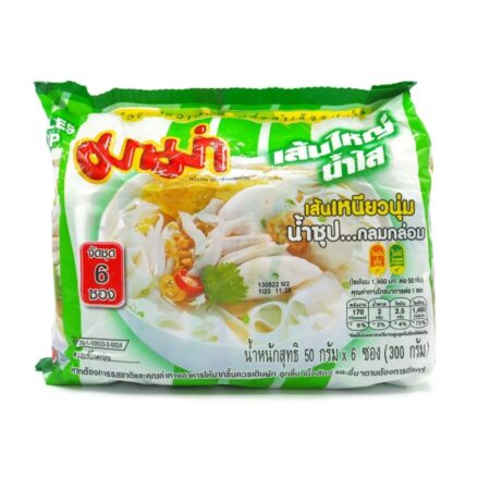 Instant noodles, large noodles, clear soup, 50 grams, pack of 6