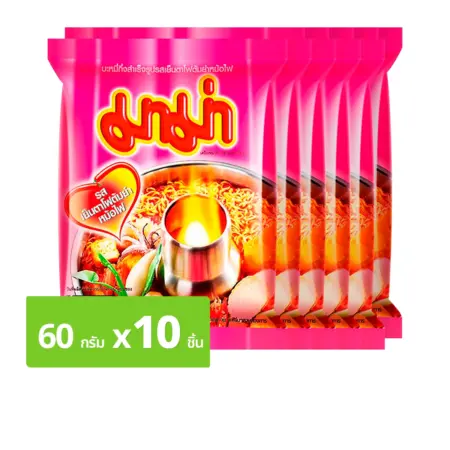 Instant noodles, Yen Ta Fo Tom Yum Hot Pot flavor, 60 grams, pack of 10 pieces