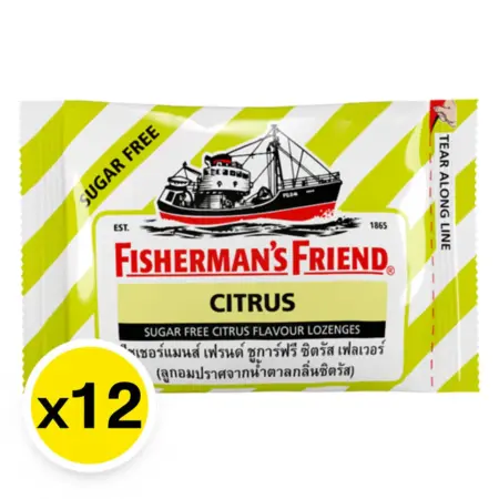 ฟิชเชอร์แมนส์ เฟรนด์ ลูกอมรสส้ม ปราศจากน้ำตาล 12 เม็ด