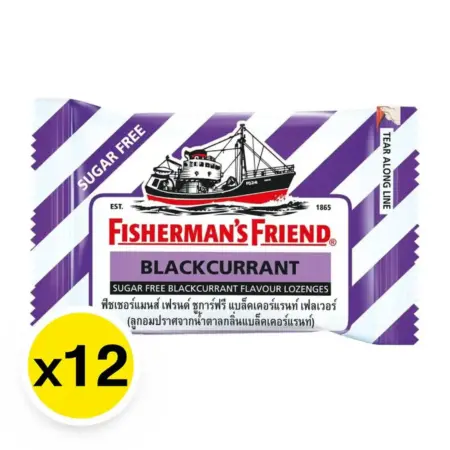 ฟิชเชอร์แมนส์ เฟรนด์ ลูกอมปราศจากน้ำตาล กลิ่นแบล็คเคอร์แรนท์ 12 เม็ด