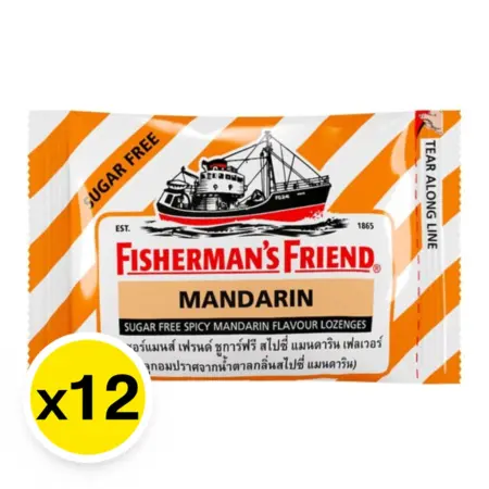 Fisherman's Friend Mandarin Orange Spicy Candy, Sugar Free, 12 Pieces