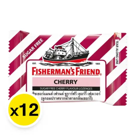 ฟิชเชอร์แมนส์ เฟรนด์ รสเชอร์รี่ ปราศจากน้ำตาล 12 เม็ด