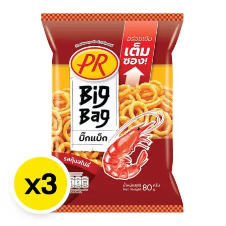 พีอาร์ ข้าวเกรียบกุ้งรสเผ็ด 80ก. x 3