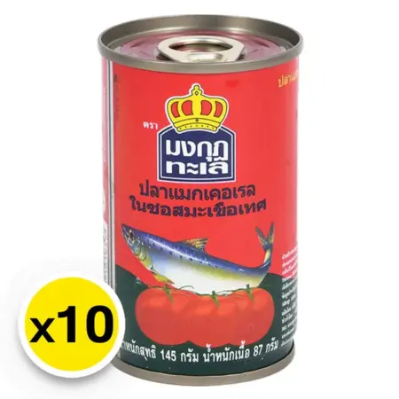 ปลาแมคเคอเรลในซอสมะเขือเทศ ตรามงกุฎทะเล 145 กรัม x 10