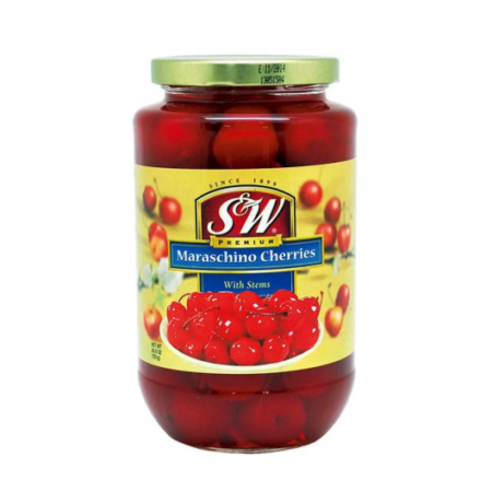 เอสแอนด์ดับบลิว มาราสชิโน่ เชอรี่ในน้ำเชื่อมแบบมีก้าน 26.5 ออนซ์