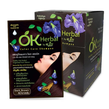 โอเค เฮอเบิล แชมพูปิดผมขาว สีน้ำตาลเข้ม 30 มล. x 12