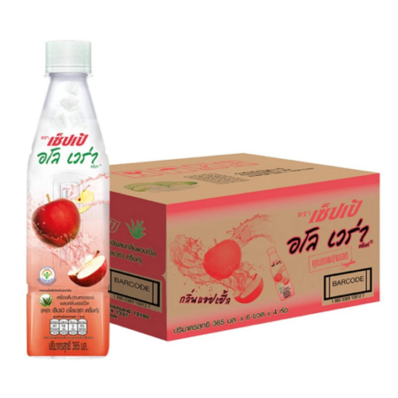 [ยกลัง] เซ็ปเป้ เครื่องดื่ม อโลเวร่า สูตรแอปเปิ้ล Sappe Aloe Vera Drink - Apple จำนวน 24 ขวด