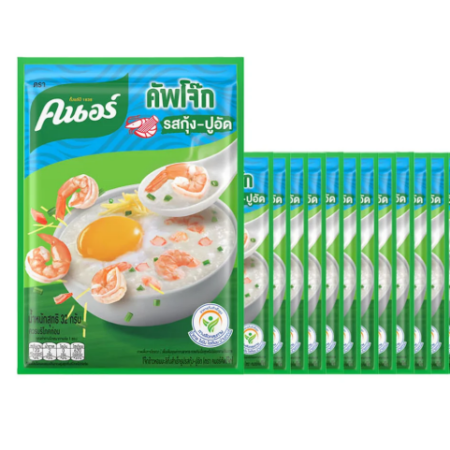 คนอร์ โจ๊กกึ่งสำเร็จรูป รสกุ้ง+ปูอัด 32 ก. x 12