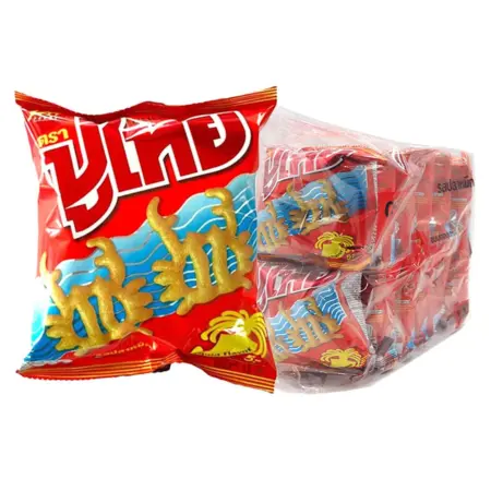 ปูไทย ขนมทอดกรอบ รสปลาหมึก 12 ก. x 12