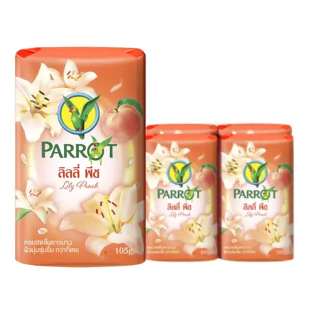 พฤกษานกแก้ว สบู่ก้อน กลิ่นลิลลี่ พีช 105 ก. x 4