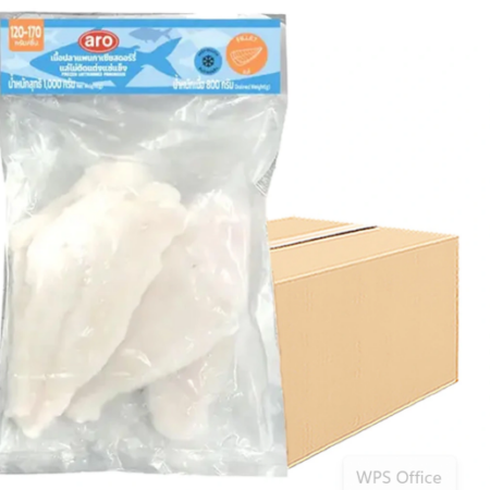 เอโร่ เนื้อปลาแพนกาเซียสแช่แข็ง (120-170 ก./ชิ้น) ยกลัง 1 กก. x 10