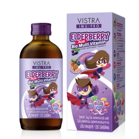วิสตร้า ผลิตภัณฑ์เสริมอาหาร อิมยู-โปร เอลเดอร์เบอร์รี่ พลัส ไบโอ มัลติ วิตามิน 120 มล.
