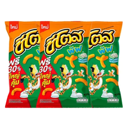 ชีโตส พัฟ ข้าวโพดอบกรอบ รสซาวครีมและหัวหอม 66 ก. x 3