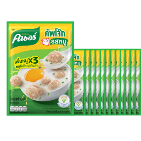 คนอร์ โจ๊กกึ่งสำเร็จรูป ชนิดซอง รสหมู 32 ก. x 12