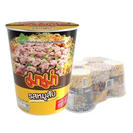 มาม่า บะหมี่กึ่งสำเร็จรูป ชนิดถ้วย รสหมูสับ 60 ก. x 6