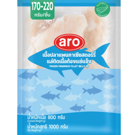 เอโร่ เนื้อปลาแพนกาเซียส ดอร์รี่ติดเนื้อท้องแช่แข็ง (170-220 ก./ชิ้น) 1 กก.
