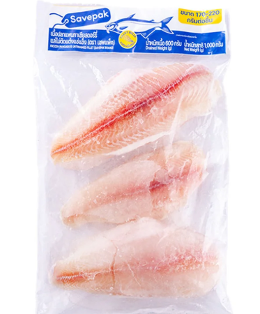 เซพแพ็ค เนื้อปลาแพนกาเซียสแล่ไม่ตัดแต่งแช่แข็ง 1 กก.