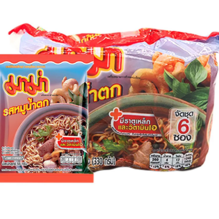 มาม่า บะหมี่กึ่งสำเร็จรูป รสหมูน้ำตก 55 กรัม x 6 ซอง