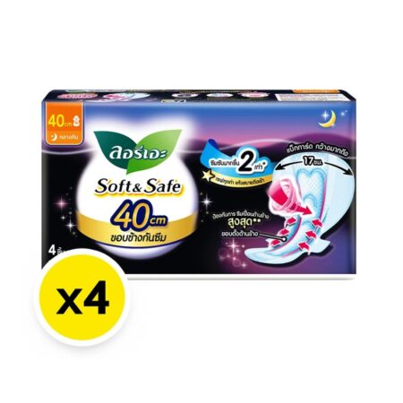 ลอรีเอะ ซอฟท์แอนด์เซฟ เอ็กซ์ตร้า โพรเทคชั่น ผ้าอนามัยแบบมีปีก 40 ซม. 4 ชิ้น x 4