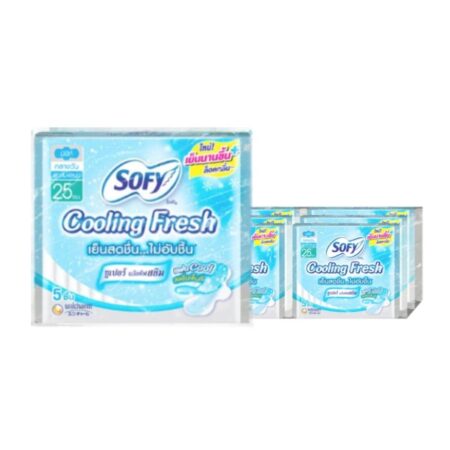 โซฟี คูลลิ่งเฟรช อัลตร้าสลิม ผ้าอนามัยแบบมีปีก 25 ซม. 5 ชิ้น x 6
