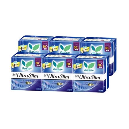 ลอรีเอะ ซูเปอร์อัลตร้าสลิม ผ้าอนามัยแบบมีปีก 30 ซม. 8 ชิ้น x 6