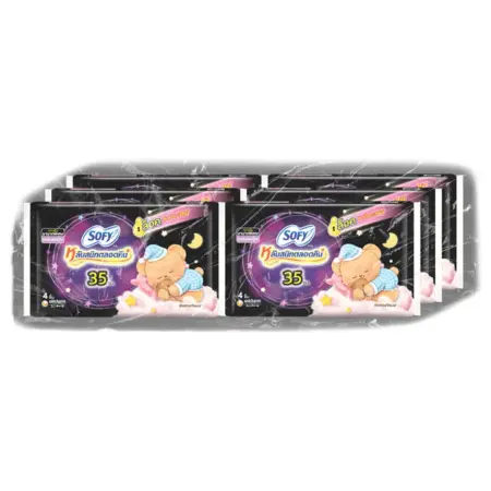 โซฟี แบบกระชับ ผ้าอนามัยแบบกลางคืน 35 ซม. 4 ชิ้น x 6