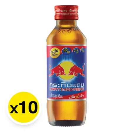 กระทิงแดง เอ็กซ์ตร้า เครื่องดื่มชูกำลัง ฝาสีแดง 145 มล. แพ็ค 10