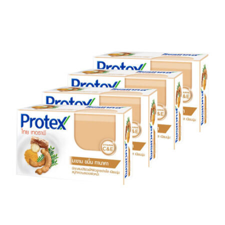 สบู่ก้อนโพรเท็กซ์ ไทยเอทอราพี มะขาม ขมิ้น ทานาคา  120 กรัม x 4